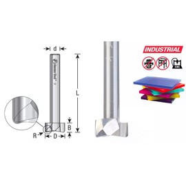 Amana Tool 43625 SC Plastic High Polish Surface Finish 1/2 D x 0.04 R x 0.236 CH x 1/4 SHK x 2 Inch Long Up-Cut CNC Flattening Router Bit