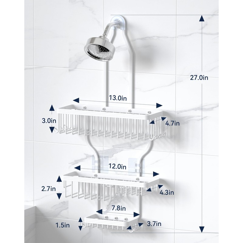 YASONIC Shower Caddy - Never Rust Aluminum Organizer - Over