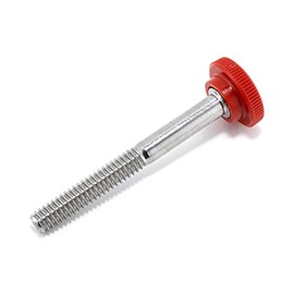 1/4"-20 x 2-1/4" Thumb Screw Stainless Steel - Red Knurled Round Plastic Knob - Standard/Coarse Thread Thumbscrew - Length: 2.250" - Proudly Built in USA - Package of (4)