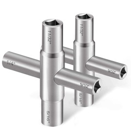 Viganoc 4 Way Sillcock Key, 1/4", 9/32", 5/16", 11/32", Utility Key for Most Sillcock, Stopcock, Water Spigots, Wall-Hydrant and Control Cabinet 2-Pack