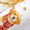Fall Shower Curtain, Autumn Thanksgiving Pumpkin Cute Dog Squirrel Harvest