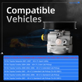 Loautong Power Steering Pump w/Pulley for Toyota Sequoia 01-07/Tundra 00-06