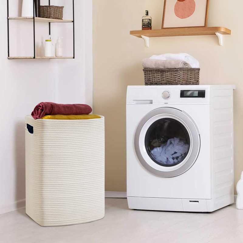 MEGASKET Large Laundry Hamper 16"x13"x22" - Tall Woven Laundry Basket,