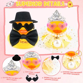 Muyohix 2er-Set Quietscheente Braut und Bräutigam, Hochzeitsgeschenke für Brautpaar, Lustige Brautpaar Figuren, Auto Deko Hochzeit, Geschenk für Zeremonie, Souvenir, Heiratssegen