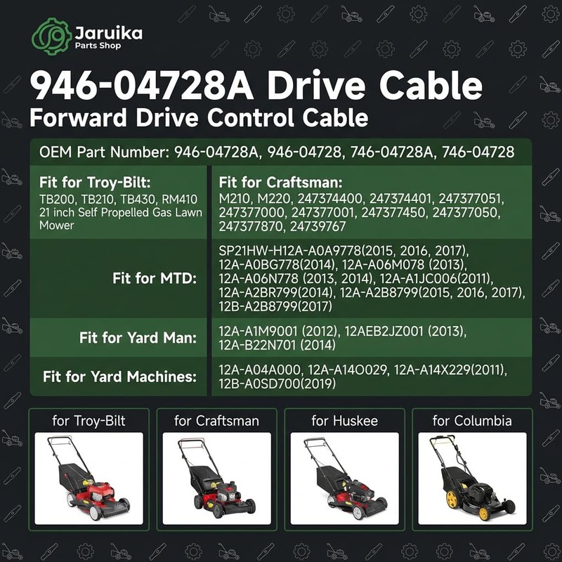 Jaruika 946-04728A Drive Cable Replacement for Troy-Bilt TB200 TB210 TB430
