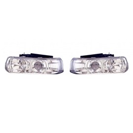 For Chevy Silverdo 1999-2002 Headlight Assembly Projector Chrome Pair Driver and Passenger Side Chrome | GM2505108