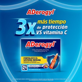 ADerogyl multivitamínico adultos con vitamina A,C y D, 15 ampolletas de 3 ml