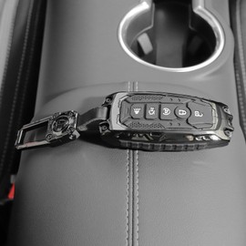 Hoolcar Key Fob Cover with 5 Buttons Key Fob Protector Shell Zinc Alloy Key Chains Compatible with Ford Explorer Fusion Escape Edge Expedition F150 F250 F350 F450 F550 Maverick Mustang