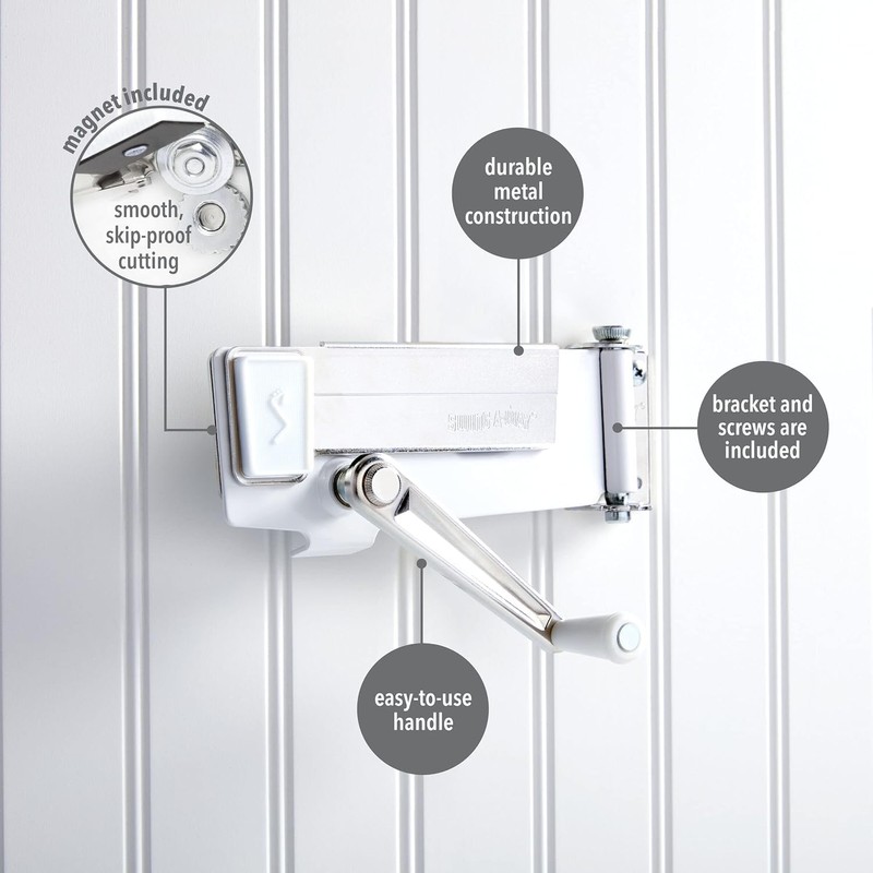 Swing-A-Way White Steel Manual Can Opener