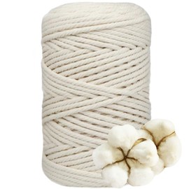 DXRPO Macrame Yarn 5 mm x 100 m, Cotton Yarn Macrame Cord for DIY Macrame Wall Hanging, Macrame Hanging Basket, Christmas Decoration, Gifts for Good Friends, Plant Hanger Boho Decoration, Beige