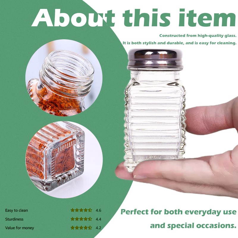 1st Choice Salt and Pepper Shakers with Stainless Tops Set