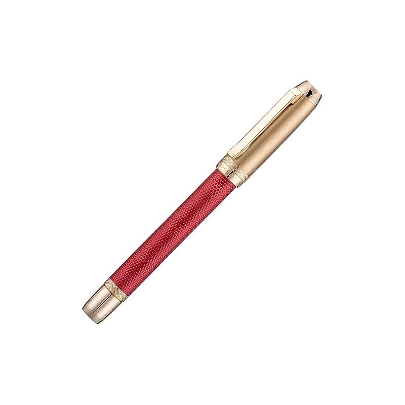 Jinhao 92 Pluma estilográfica roja punta media, metal sólido con