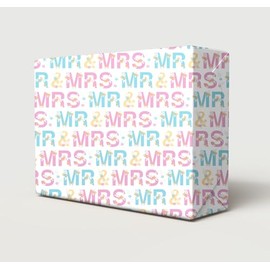 2 Sheets 2 Tags MR & MRS Pink Blue Flowers Writing Wedding Day Wrapping Paper Classy And Elegant Design Just Married Bride Groom White Giftwrap