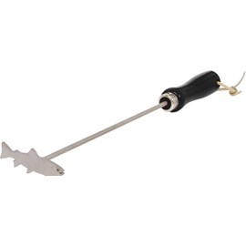 BBQ Fans Trout Branding Iron for Steak, Buns, Wood & Leather | Includes Redwood Plank & Wood Steak Plate