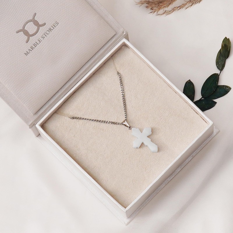 Marble Stories Necklaces for Women Trendy Marble Pendant Designs, Cross