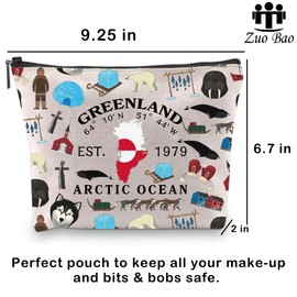 Zuo Bao Greenland Landmarks Greenland Lover Gifts Greenlander Flag Gift Greenland Souvenir Greenland Travel Polar Bear Makeup Bag (GREENLAND)