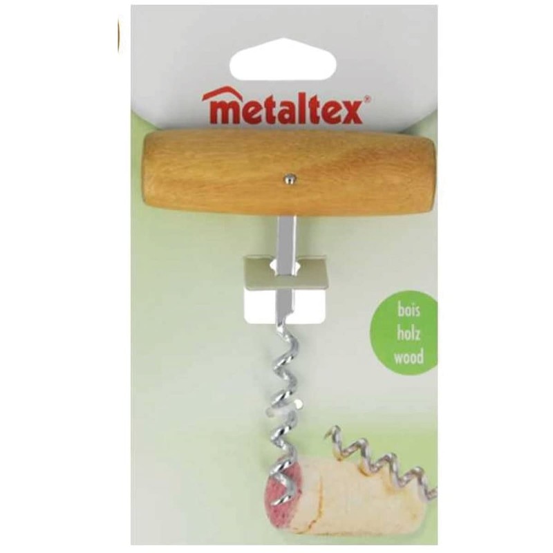 Metaltex Clasp Corkscrew With Wooden Handle, Multicolor