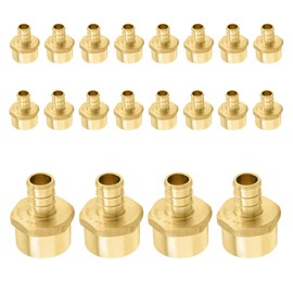 20-Pack PEX Fittings Niikappu 1/2" x 1/2" NPT Female Threaded Adapter, Brass Pex Crimp Adapters for PEX Pipes, ASTM F1807