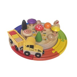 Adena Montessori Wooden 3 in 1 Train Set Toys for Toddlers,Montessori Colorful Mushroom Toys Woodpecker Catching Worm Toy with Magnetic Train,Early Learning Preschool Educational Gift for Kids 3-6