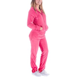 Facitisu Tracksuit for Women Set 2 Piece Joggers Velour Jogging Sweat Outfits Hoodie and Sweatpants Set XX-Large, Coral