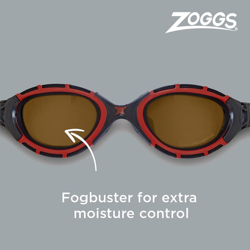 Zoggs Predator Flex Polarized Ultra Smaller Swimming Goggles, Red/Black/Copper Polarized