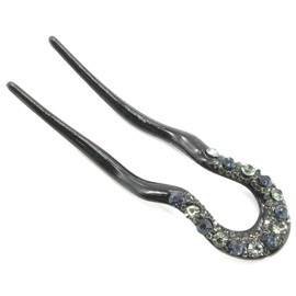 Miaomyao Kanzashi Hair Hair Claw Hair Ornaments Hair Ornaments Cubic Zirconia U-Shaped Comb Black Hair Accessory (Dark Green)