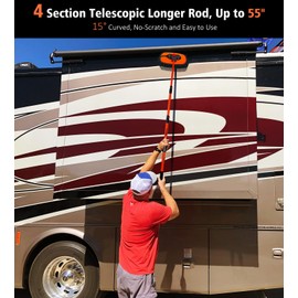 YeewayVeh 57" Car Wash Brush Mop with Long Handle, 15 Degree Curved Extendable Car Wash Brush with Extra Microfiber Mop Head, Soft Car Washing Brushes with Storage Bag for Truck SUV Cleaning, Orange