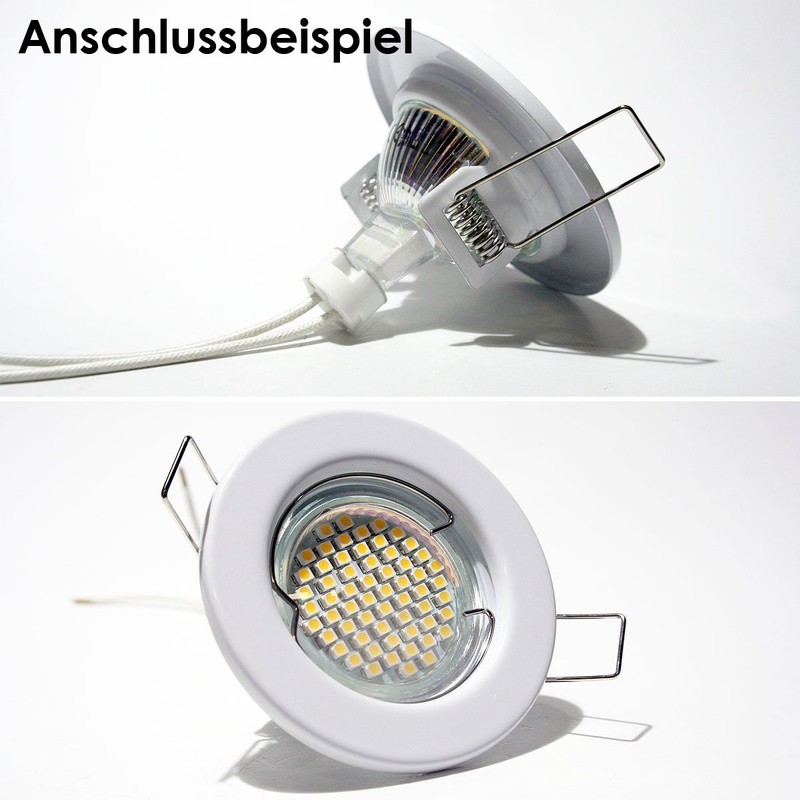 5x Recessed Lamps White Frame, Fixed, Mr16, 12 V