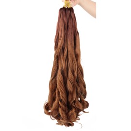 French Curl Braiding Hair Pre stretched,24 Inch Loose Wavy 8 Pack Bouncy French Curly Braiding Hair Extensions 75g/Pack French Curls Synthetic Crochet Hair Extensions OT33/30