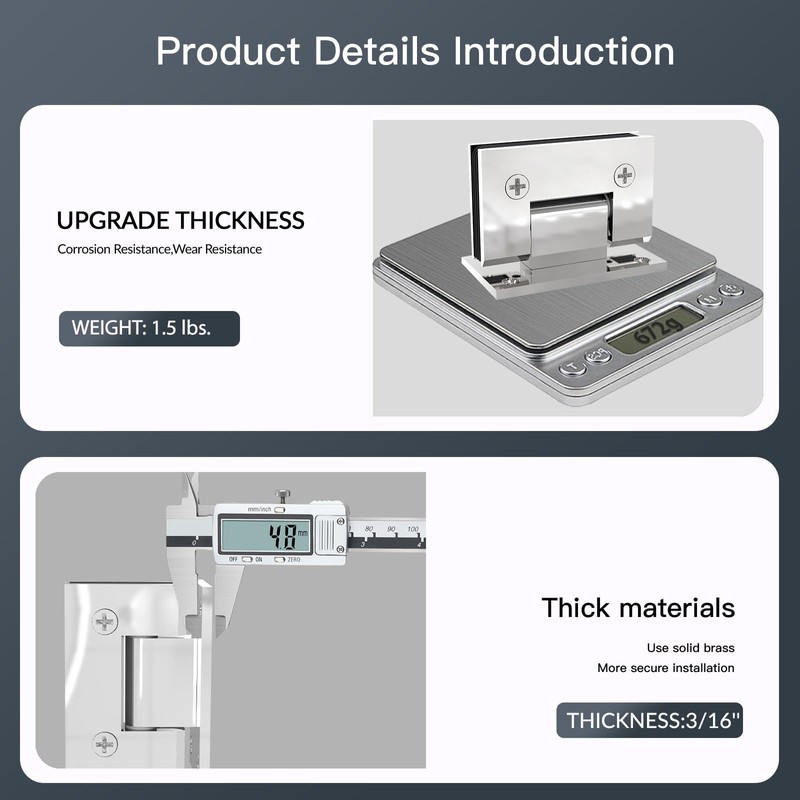 AatrixQuayn 90 Degree Glass Shower Door Hinges Heavy Duty Solid