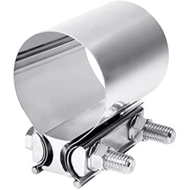 Zlirfy Stainless Steel Exhaust Clamp Band, Universal Widening Butt Joint Clamp, Fit for 2.5" Exhaust Pipe