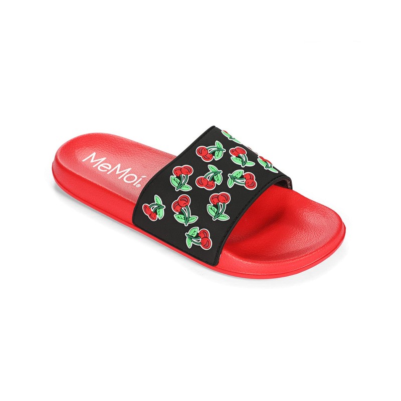 MeMoi Women's Cherries Lightweight Slides Red S