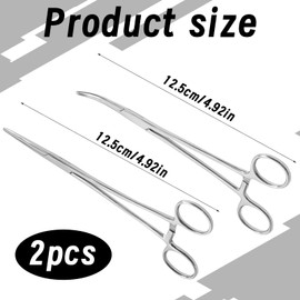 2er-Pack Arterienklemme,12,5 Cm Gerade Und Gebogen HakenlöSer,HakenlöSer Angeln,Edelstahl Piercingzange,Katzen- Und Hundepinzette,Arterienklemme,Zum Angeln Geeignet,Katzen- Und Hundehaarpinzette