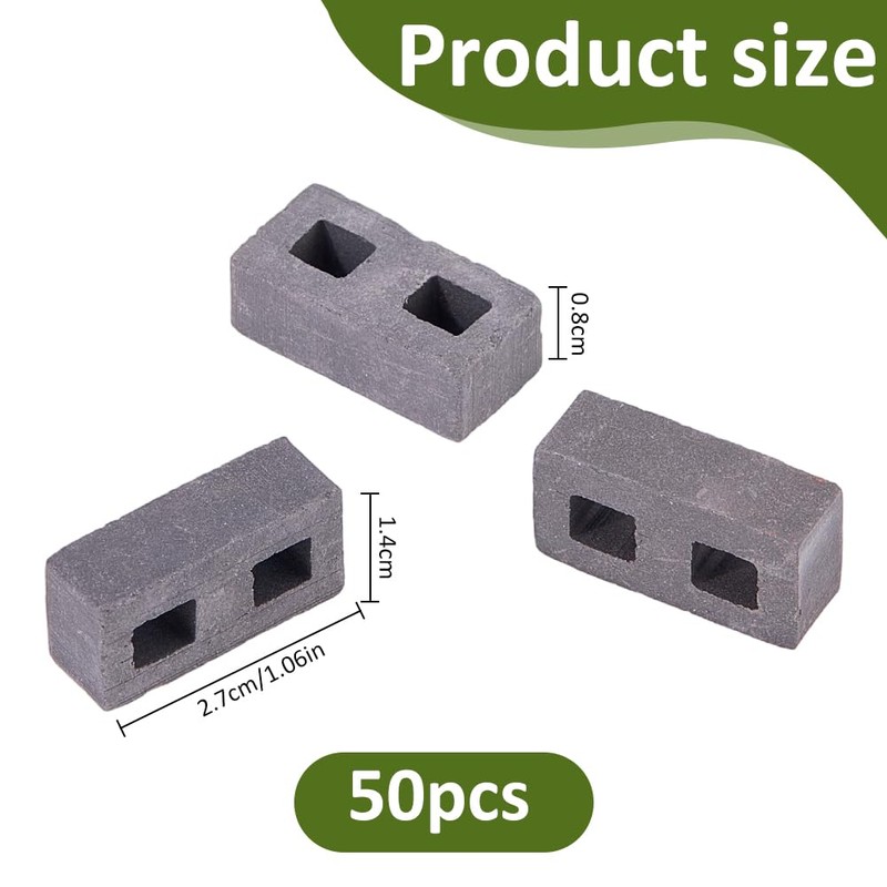 SUPERFINDINGS 50Pcs Mini Cinder Blocks For 1:12 Diorama Dollhouse Building