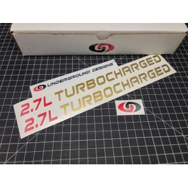 2.7L Turbocharged Decals (2pk) Turbomax Hood Fender Accent Stickers Fits 2024 2025 Silverado Colorado (Metallic Gold & Red)