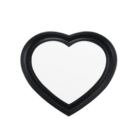 LuHeToz 12.6 x 11 inch Resin Heart Wall Mirror, for Home Decoration, Valentine's Day Decoration,. (Black)