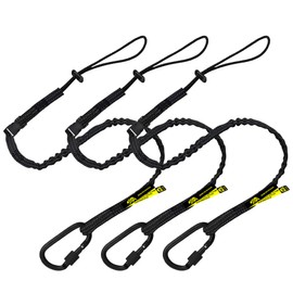 BearTOOLS Interchangeable Quick Switch Tool Safety Lanyard – 3 in 1 - Safety Fall Protection – Aluminium Screw Lock – Twin Locking Attachments - Ultra-Sturdy (Black 3PK)