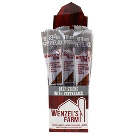 Wenzel’s Farm Beef with Pepperjack Sticks │Snack Sticks │ Flavorful, Naturally Smoked │ High Protein, Low Carb │ No MSG, Fillers, Binders, Artificial Colors │ Gluten Free | 32 sticks (16 packs of 2)