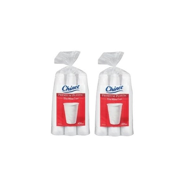 Chi-net Premium Plastic Cold Cups, 10 oz, White, 410 Count,