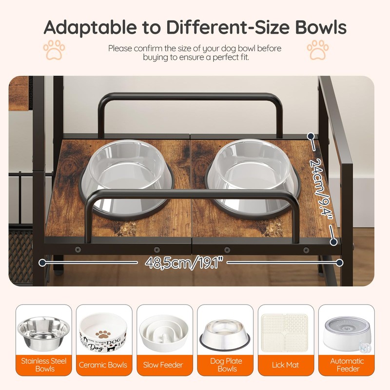 HOOBRO Raised Dog Bowl Stand with 2 Feeding Stations, Elevated