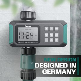 2WAYZ Water Timer for Hose - Automatic Sprinkler Timer with Heavy Duty Threads - 3/4-Inch Inlet and Outlet Swivel Connection - Water for Garden Hose with Rain Delay Options - Green