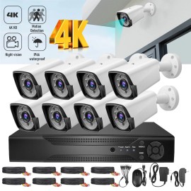 Unbranded 4K HD Surveillance Cameras CCTV Outdoor 8CH DVR Home Security Camera System IP66 - A: 8CH Camera System Kit