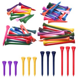 Rustark 180Pcs 4 Sizes Colorful Golf Tees Assortment Kit Durable Bamboo Tees Wooden Golf Tees Less Friction Wood Tees Reduce Friction Side Spin for Golf Training Golfer Professional