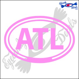 Eyecandy Decals ATL for Atlanta Georgia in Oval 5 INCH Decal Sticker Light Pink