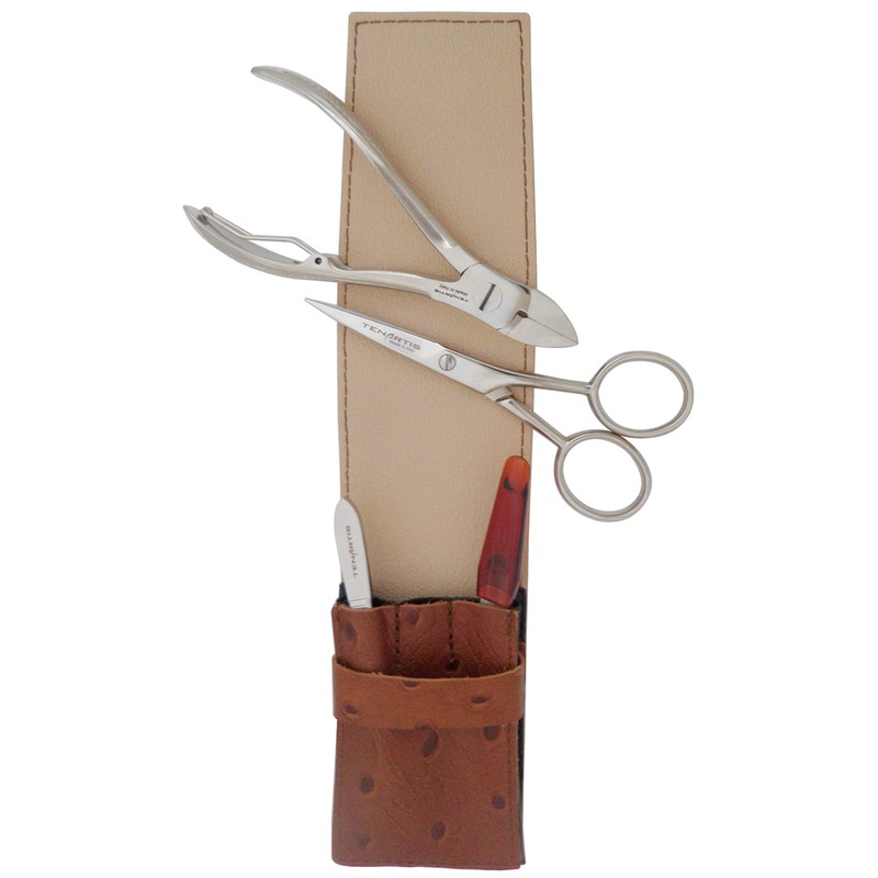Tenartis 4-Piece Manicure and Pedicure Case Real Leather for Men