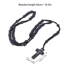 Zerodis Pack of 10 Wooden Rosary on 10 Pieces Wooden Rosary Jesus Wooden Rosary Beads Imprint Catholic Unisex Style Wooden Beads Cross Rosary Necklace Jewellery for Men