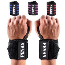 FEVAN Pack of 2 Adjustable Fitness Wristbands - Wrist Tendinitis Bracelet - Unisex Crossfit Bracelets - Carpal Tunnel Bracelet - Bracelet (Black) (Black)