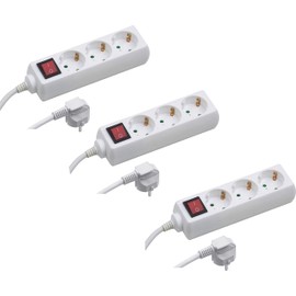 Meister Meister Steckdosenleiste 3-fach - 3er-Set - 1,4 m Kabel - wei? - mit Schalter - IP20 Innenbereich / Steckerleiste / Mehrfachsteckdose / Tischsteckdose / Tido 3-fach / 7430590