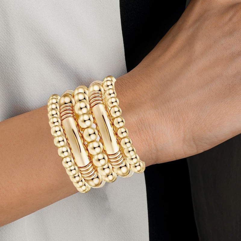 Locrccl Gold Chunky Curved Stacking Bangles Bracelet for Women Gold