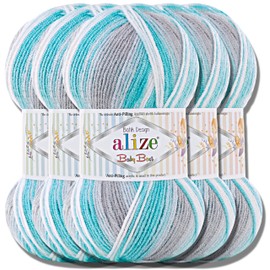 Alize Baby Best Batik, 5 x 100 g Knitting Wool, Anti-Pilling Turkish Baby Wool, Plain Wool, Yarn, Knitting Yarn, Hand Knitting Yarn, Crochet, Cotton Soft (7264)